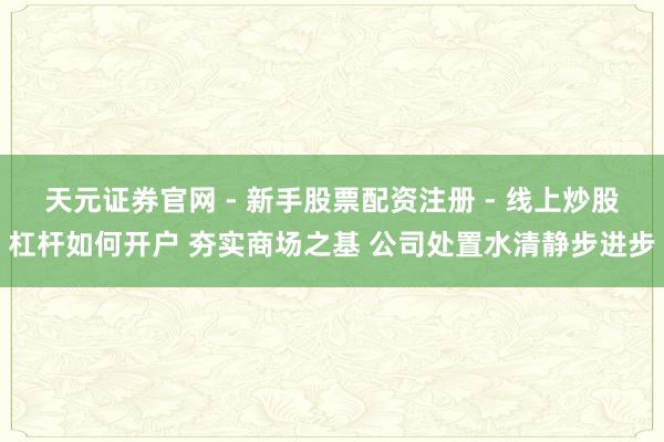 天元证券官网 - 新手股票配资注册 - 线上炒股杠杆如何开户 夯实商场之基 公司处置水清静步进步