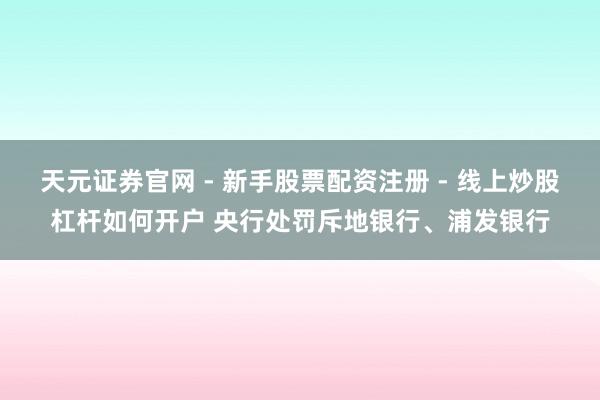 天元证券官网 - 新手股票配资注册 - 线上炒股杠杆如何开户 央行处罚斥地银行、浦发银行