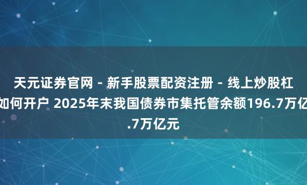 天元证券官网 - 新手股票配资注册 - 线上炒股杠杆如何开户 2025年末我国债券市集托管余额196.7万亿元