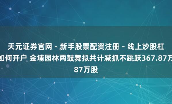 天元证券官网 - 新手股票配资注册 - 线上炒股杠杆如何开户 金埔园林两鼓舞拟共计减抓不跳跃367.87万股