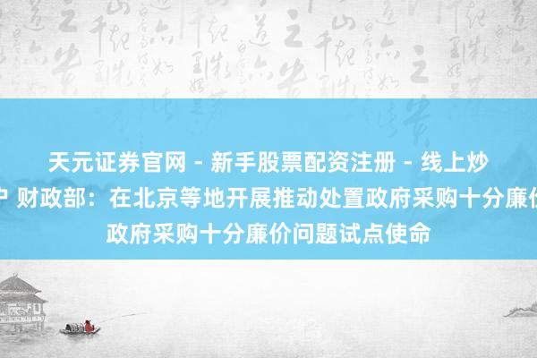 天元证券官网 - 新手股票配资注册 - 线上炒股杠杆如何开户 财政部：在北京等地开展推动处置政府采购十分廉价问题试点使命