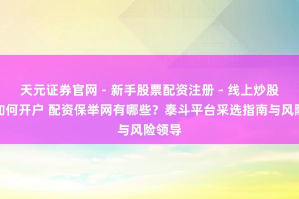 天元证券官网 - 新手股票配资注册 - 线上炒股杠杆如何开户 配资保举网有哪些?泰斗平台采选指南与风险领导