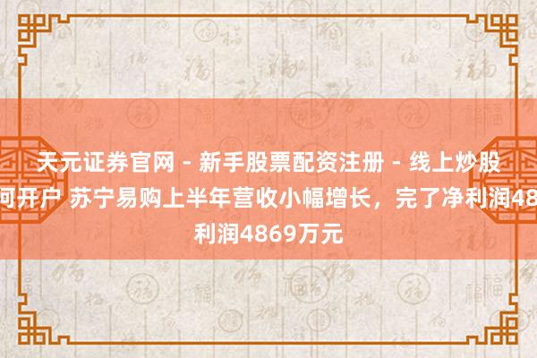 天元证券官网 - 新手股票配资注册 - 线上炒股杠杆如何开户 苏宁易购上半年营收小幅增长,完了净利润4869万元