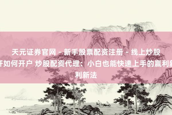 天元证券官网 - 新手股票配资注册 - 线上炒股杠杆如何开户 炒股配资代理：小白也能快速上手的赢利新法
