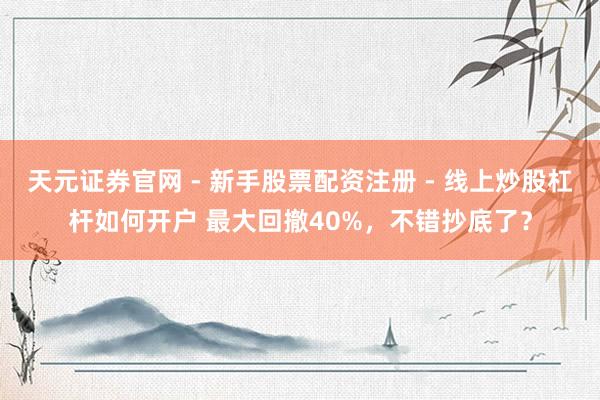 天元证券官网 - 新手股票配资注册 - 线上炒股杠杆如何开户 最大回撤40%，不错抄底了？