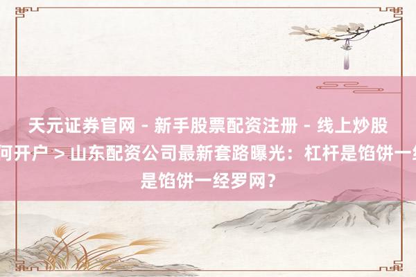 天元证券官网 - 新手股票配资注册 - 线上炒股杠杆如何开户 > 山东配资公司最新套路曝光：杠杆是馅饼一经罗网？