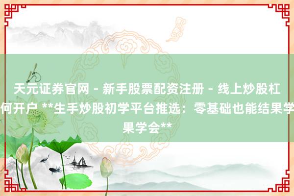 天元证券官网 - 新手股票配资注册 - 线上炒股杠杆如何开户 **生手炒股初学平台推选：零基础也能结果学会**